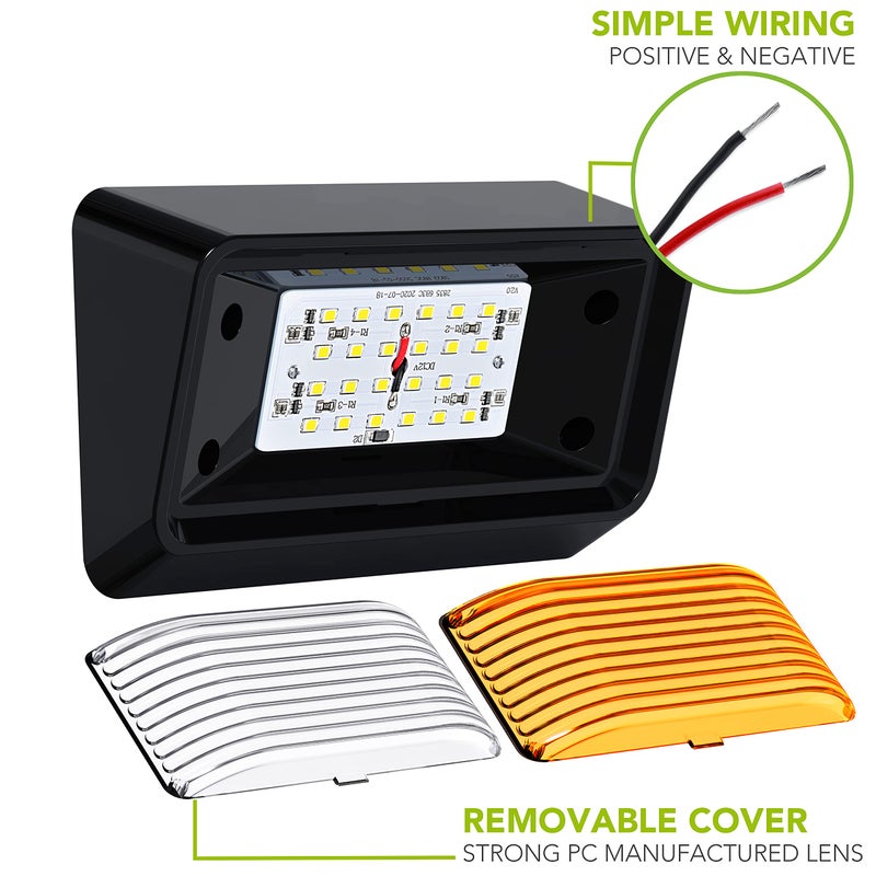 Leisure LED 2 Pack RV Exterior Porch Utility Light 12v 280 Lumen Lighting Fixture. Replacement Lighting for RVs, Trailers, Campers, 5th Wheels Black Base, Clear and Amber Lens (Black, 2-Pack) - Image 5